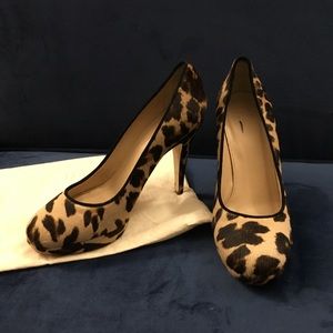 J Crew Leopard Pia Platform Pumps Calf Hair 9.5
